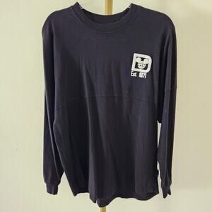 Disney Parks Spirit Jersey Womens Small Black White Long Sleeve Tee Puff Logo